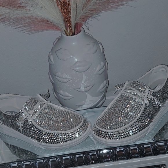 Bling Bedazzled Sparkle Hey Dude Shoes Slip On custom rhinestoned by hand - Picture 1 of 9